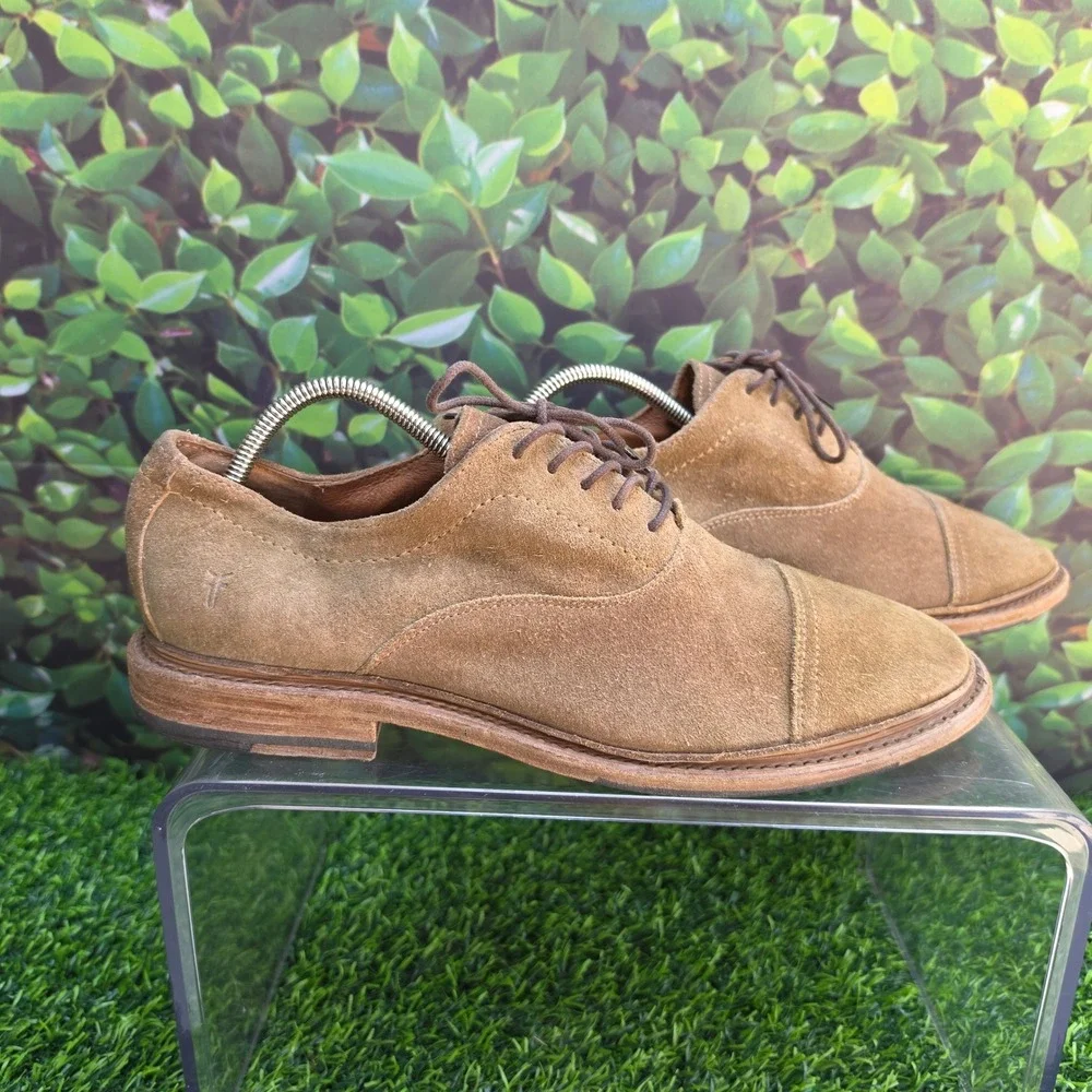 Frye James Crepe Oxford Tan Suede Cap Toe Mens Shoes 4001 D 12